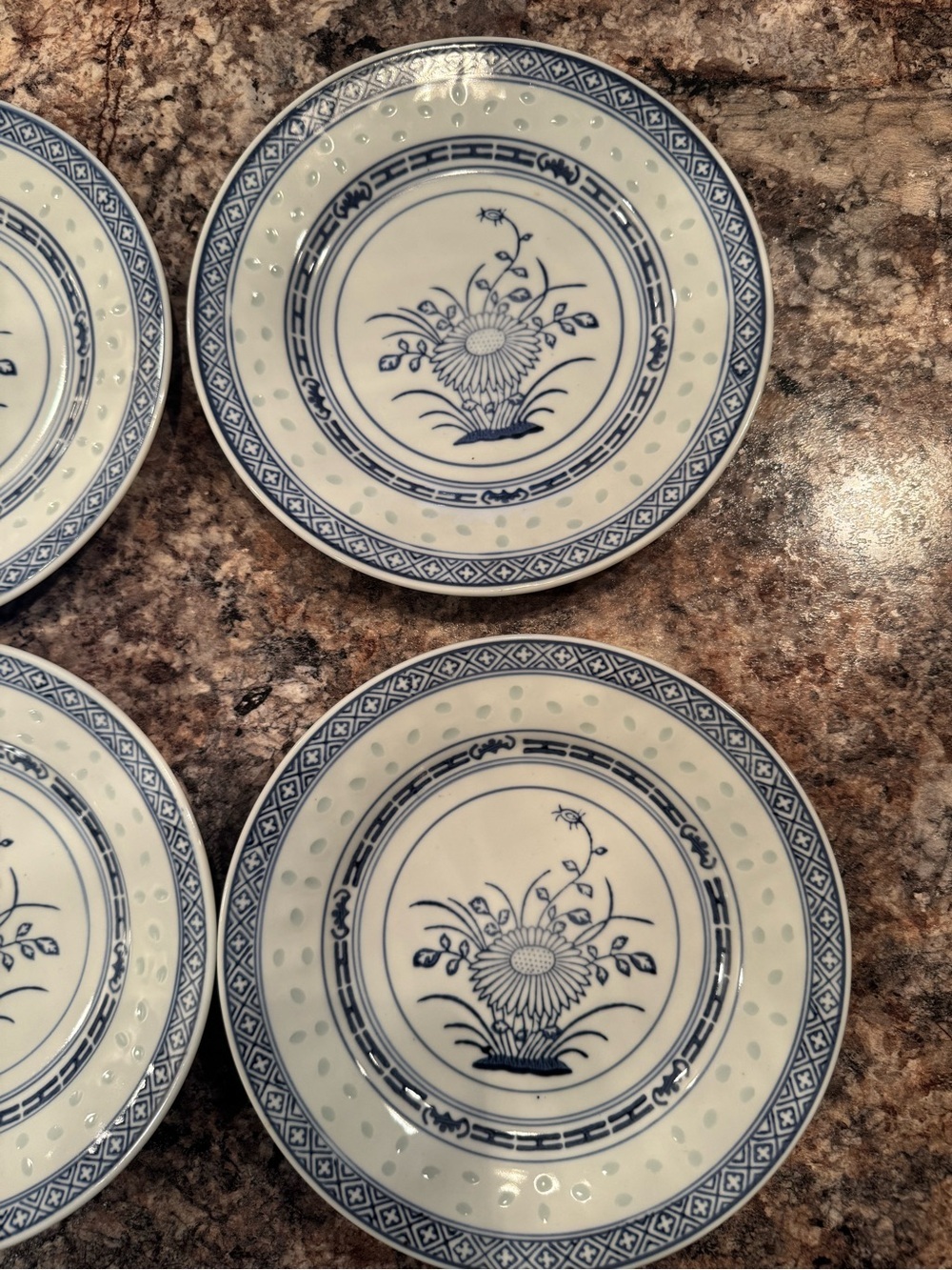 Vintage Tienshan Rice Flower porcelain salad plates - Picture 3 of 5